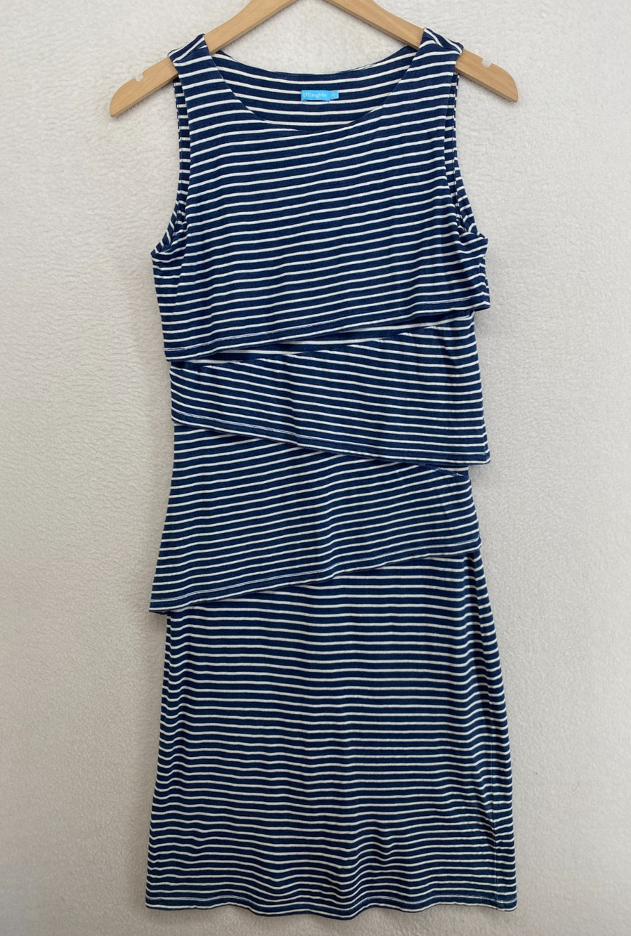 J.MCLAUGHLIN Dress XS Nicola Catalina Striped Layered Tank Cotton Jersey Blue